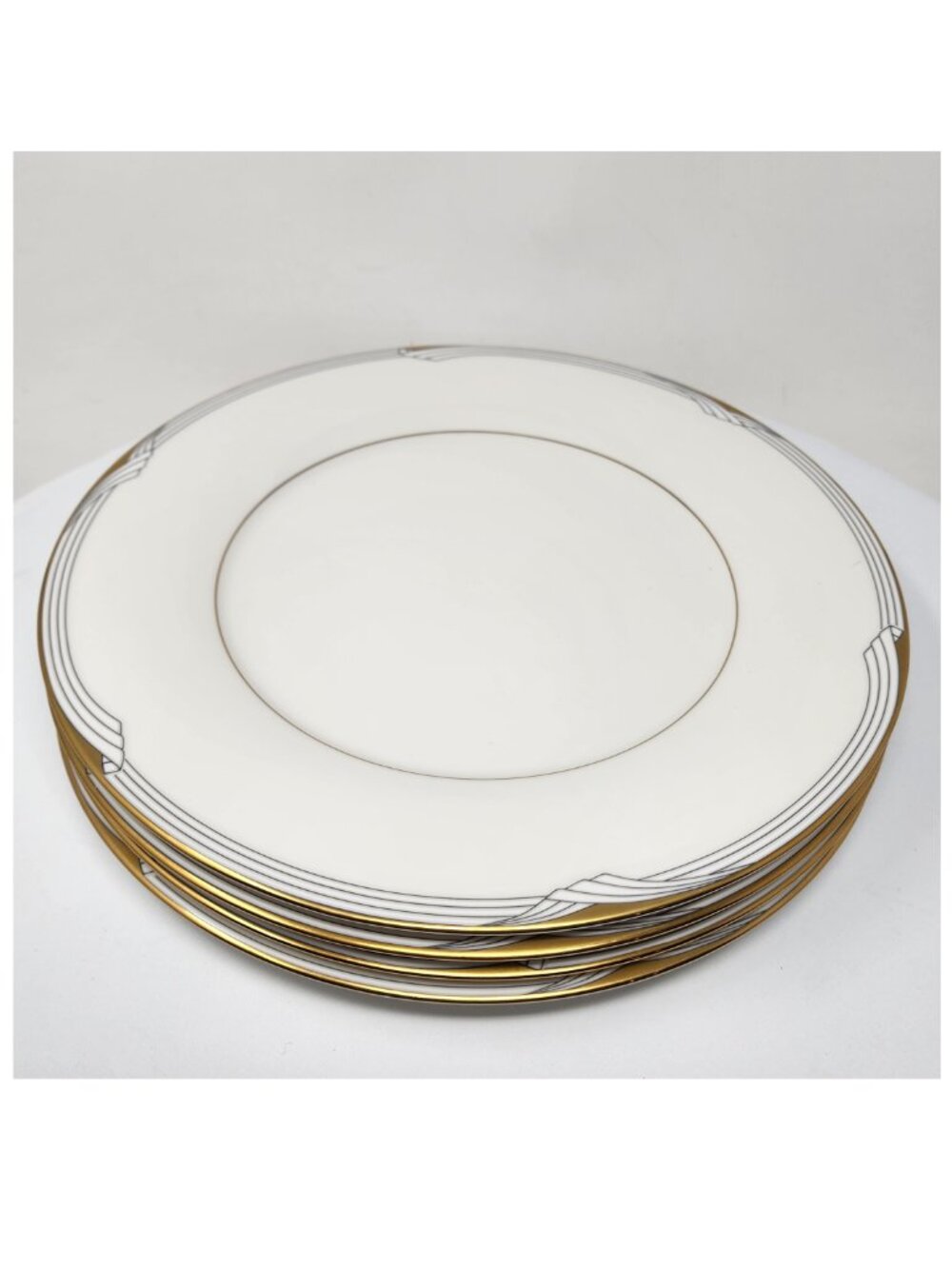 4 Noritake Golden Cove Salad Plates Fine China 7719 Made Japan Cream Grey Gold